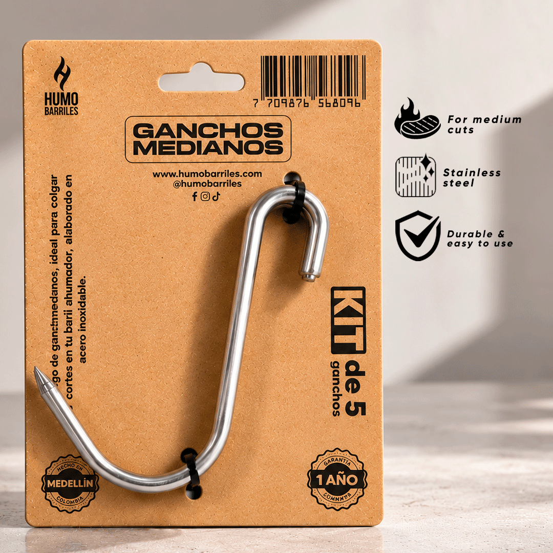 5-Pack Stainless Steel Meat Hooks for Barrel Smokers